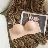 Patcute Bra For Women Sexy Seamless Bralettle Gather Push Up Lingerie Wireless One Piece AB Cup Underwear Adjust Straps Candy Color Bras