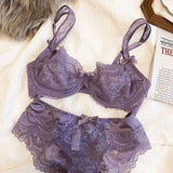 Patcute 2-Piece Versatile Lace Lingerie Set Bowknot Ballet Style Women Underwear Sheer Wireless Bra