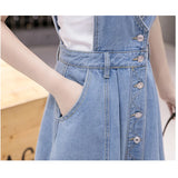 Patcute  Denim Suspender Dress Women  New Spring Summer Suspender Dress Female Fashion Slim Single Breasted High Waist Long Dresses