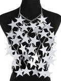 Patcute   Metal Stars Sequins Bikini Tank Top Women See Through Fashion Solid Crop Tops Woman Holiday Beach Sexy Hot Girls Cover Up