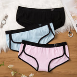 Patcute 3Pcs Women's Briefs Cotton Sports Fitness Low-Rise Solid Soft Breathable Panties Lingerie Underwear For Woman Intimates