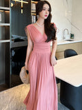 Patcute Summer Women Maxi Dress 2023 Elegant Casual Black Pink Sleeveless Backless Swing A-line Robe Holiday Party Street Beach Vestido