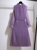 Patcute  Chiffon Female Dresses 2024 Satin Clothing Evening Prom Silk Party Midi Purple Women's Dress New in X Outfits Fashion One-piece