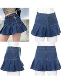 Patcute High Waist Mall Goth Skirts Y2K Black Denim Shorts Skirt Punk Style E-girl Summer Outfits Jean Pleated Skirt Gothic Grunge