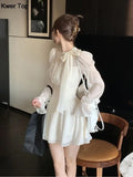 Patcute  Elegant Chiffon Y2k Party Mini Dress Korean Women Fashion Long Sleeve One Piece Vestidos Spring Autumn Wedding Robe Mujers