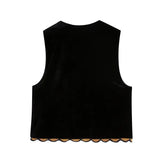 Patcute Autumn New Women's Fashion Casual Versatile Lace Embroidery Sequin Velvet Vest Vest Vest