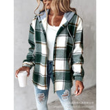 Patcute  2024 New Autumn Winter New Fashion Women's Clothing Solid Color Plaid Hooded Jacket Casual