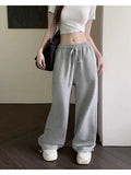 Patcute   Wide Leg Sweatpants Women Casual Classic Black Gray Joggers Oversized Sports Trousers Baggy Female Streetwear All-match