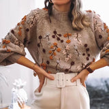 Patcute  Casual Beading Floral Embroidery Pullover Warm Sweaters Women Tops Boho Long Knitted Loose Sweater Autumn Winter Jumper