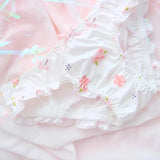 Patcute Underwear Set Women Kawaii Japanese Bra & Panties Set Wirefree Soft Underwear Sleep Intimates Set Cute Lolita Bra and Panty Set