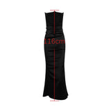 Patcute  Maxi Strapless Formal Occasion Dresses Elegant Bodycon Corset  Party Dresses Sexy Velvet and Satin Patchwork Dress