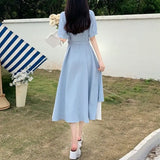 Patcute V-Neck Long Dress Korean Fashion Robe Playa Summer Dresses Women 2024 Casual Urban Trendyol Female Clothing Elegant Gowns Basic