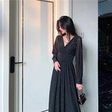 Patcute Vintage Sexy Maxi Dresses for Women Party Sequin Midi Dress Female Casual Chiffon Slim Korean Woman Dress Elegant Autumn