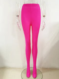 Patcute  HIGH STREET Newest 2024 Designer Fashion Women's Stretchy Leggings Pants Fluorescent Hot Pink