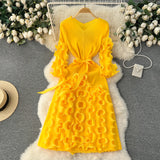 Patcute 2024 New Pleated Miyak Spring And Autumn Lady Dresses V-Neck Loose Beaded Exquisite Buckle Cardigan Elegant Dress