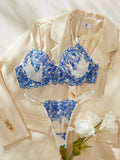 Patcute Floral lingerie Exotic Sets Bra Kit Push Up Lace Embroidery Intimate Goods See Through Exotic Sets Tulle Underwear