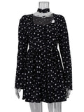 Patcute Folds Print Dress For Women 2024 Summer Casual Long Sleeve France Retro Dresses Femme Street Elegant Floral Dress Female