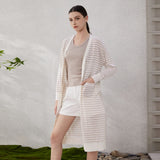 Patcute  BC-37 Excellent Quality Women's Clothing Wholesale of Linen and Silk Long Knitted Cardigans with Striped Ladies Clothes