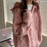 Patcute  Korean Knit Cardigan Hooded Women Fashion Winter Casual Loose Zipper Thick Sweater All Match Female Streetwear Coats New