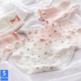 Patcute New Cotton Panties Cute Bow Women's Underwear Sexy Female Underpants Girls Briefs Fashion Plus Size Floral Pantys 5Pcs/set