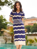 Patcute Korean Short Sleeve Knitted Dresses Women Elegant Knit Maxi Beach Dress Striped Sexy Bodycon Summer Long Dresses For Women 2024