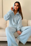 Patcute Loose Thick Women Suits Soft  2 Pieces Female Sets Zip Cardigan Sweater & Wide Leg Pants Soft Knitted Track Suit