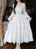 Patcute Elegant Vintage Fairy Dress Women 2023 Summer Long Sleeve Casual Princess Dress Female Court Retro Even Party Dress Korean Style