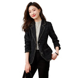 Patcute  Women Blazer Ladies Female White Black Green Patchwork Long Sleeve Single Breasted Work Wear Jacket Coat For Spring Autumn