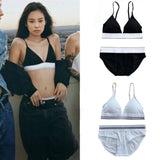 Patcute  Sexy Woman Lingerie with Logo Plus Size Soft Bra and Thong 2 Pcs Set Sport Underwear Seamless Fashion Back Vest Briefs Wholesale