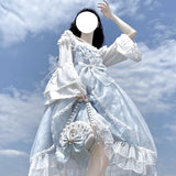 Patcute Blue Alice In Wondeland Cute Lolita Dress for Women Japanese Tea Party Soft Girl Kawaii Princess Dress Fairy Vestidos