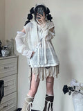 Patcute   Harajuku Hollow Out Sweater Women Grunge Oversized Knitted Jumper Fairycore Detachable Long Sleeve Tops Y2K Aesthetic