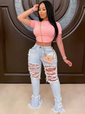 Patcute   Plus Size Ripped Flared High Stretchy Jeans Streetwear Straight Pants Loose Wide Leg Pants Ladies Jeans Y2K Summer Jean