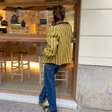 Patcute * Spring/Summer New Women's Fashion and Loose Style Round Neck Striped Simple Long sleeved Shirt