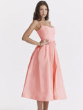 Patcute Women Elegant Long Party Dresses Pink Spaghetti Strap A Line Dress Casual Holiday Vacation Ladies Birthday Dress