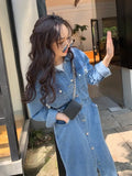 Patcute  Denim Dress, Women's Long Sleeved Casual Loose And Versatile Split Skirt Long Dresses Formal Dresses New In Dresses