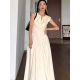 Patcute HOUZHOU Vintage Elegant Sleeveless Dress Maxi Dresses for Women 2024 Summer One-piece Long Evening Casual Wedding Party Dress