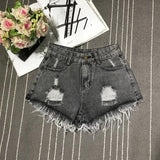 Patcute  New High Waist Tassel Broken Denim Shorts Female Summer Korean Version Raw Edge Wide Leg Loose Plus Size Jean Shorts Women