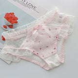 Patcute Women Cute Lovely Sweety Lolita Princess Style Sexy Lace Transparent Underwear Small Floral Mesh Breathable Panties Breifs