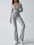 Patcute  Ruched Long Sleeve Top and Pants Set