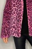 Patcute Full Size Leopard Furry Collared Neck Long Sleeve Coat