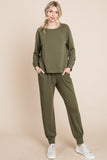 Patcute Super Lady Round Neck Raglan Sleeve Top and Pants Lounge Set