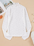 Patcute Flower Lace Mock Neck Long Sleeve Top