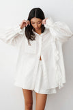 Patcute Ruffled Dot Applique Collared Neck Top and Shorts Set