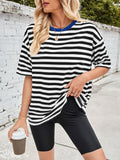 Patcute Lovelet Striped Round Neck Half Sleeve T-Shirt