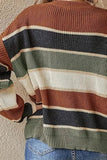 Patcute Contrast Striped Round Neck Long Sleeve Sweater