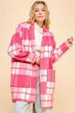 Patcute Davi & Dani Plaid Open Front Drop Shoulder Longline Coat