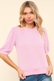 Patcute  Full Size Wavy Rib Half Sleeve Knit Top