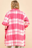 Patcute Davi & Dani Plaid Open Front Drop Shoulder Longline Coat