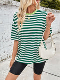 Patcute Lovelet Striped Round Neck Half Sleeve T-Shirt