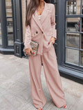 Patcute Buttoned Lapel Collar Long Sleeve Blazer and Pants Set